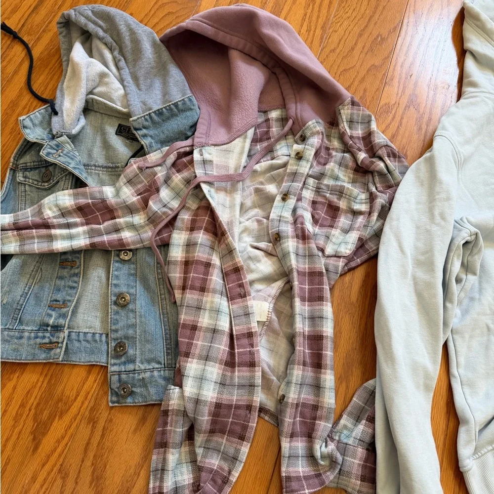 Lot of 3 women’s assorted mix Stylish Denim and Plaid Jacket Set medium m - Picture 3 of 6